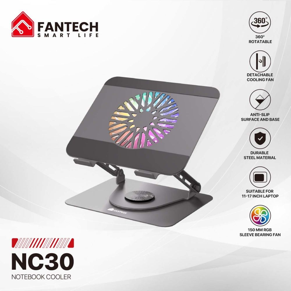 Laptop Cooler Fantech NC30 RGB sivi