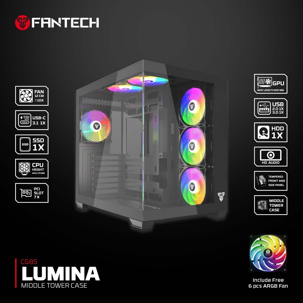 Kuciste Gaming Fantech CG85 Lumina crno