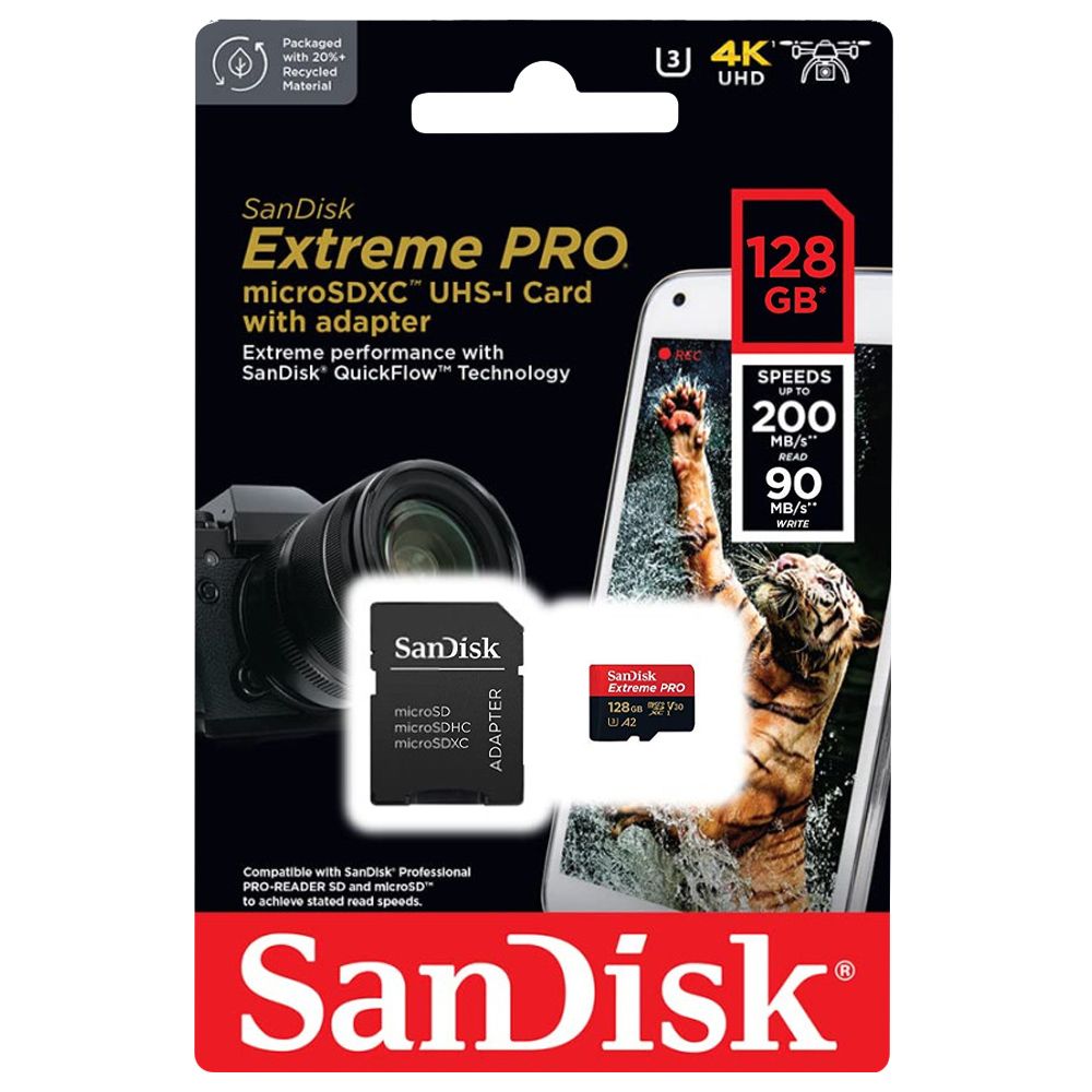 Mem.Kartica SanDisk SDHC 128GB Micro Extreme Pro 200MB/s A2 C10 UHS-I U3 V30+adapter