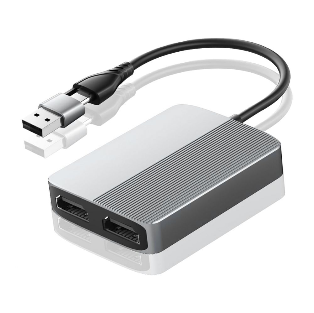 Adapter Type C - USB 3.0 JWD na 2x HDMI 60Hz sivi
