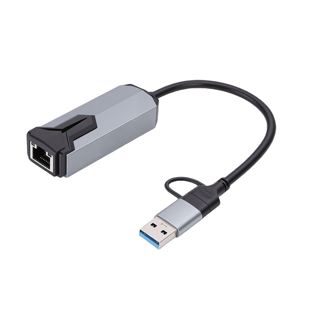 Adapter Type C - USB 3.0 JWD na 2.5Gbps Gigabitni LAN sivo crni