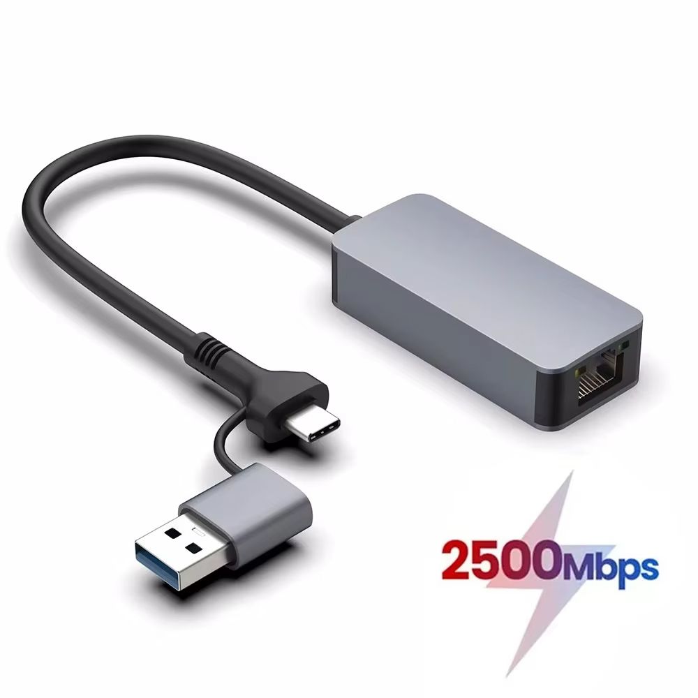 Adapter Type C - USB 3.0 JWD na 2.5Gbps Gigabitni LAN sivi