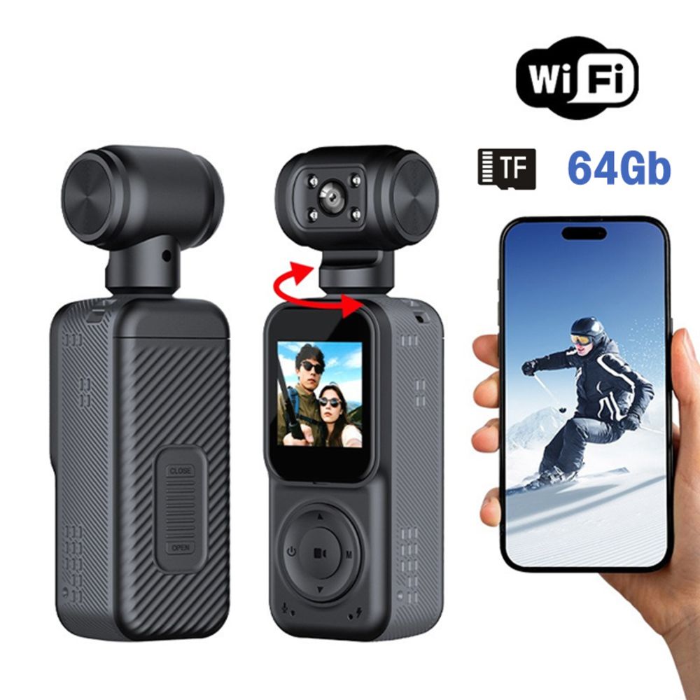 Smart akciona kamera Q5 2k sa memorijskom karticom 64Gb crna