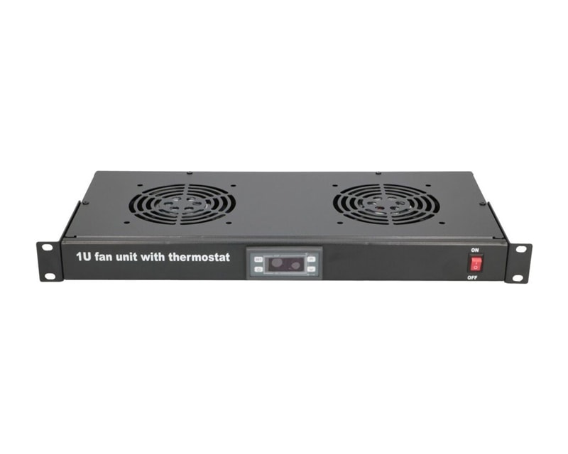 MAXPRO LINE Ventilacioni panel-polica, dva ventilatora i termostat, 1U