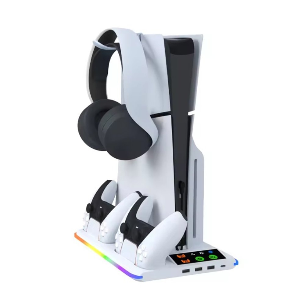 HA8008 EL RGB multifunkcionalni punjac i cooler za PS5 konzolu beli