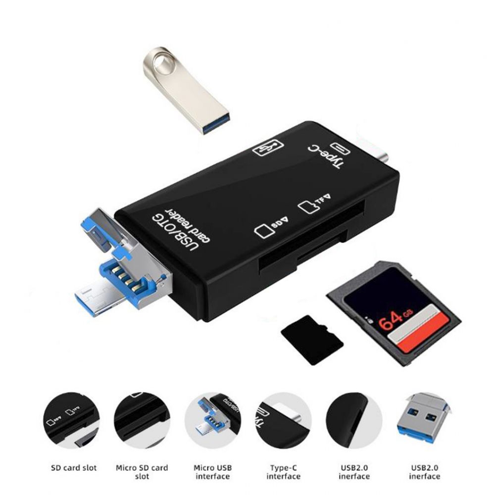 Citac kartica USB JWD 6u1 OTG crni
