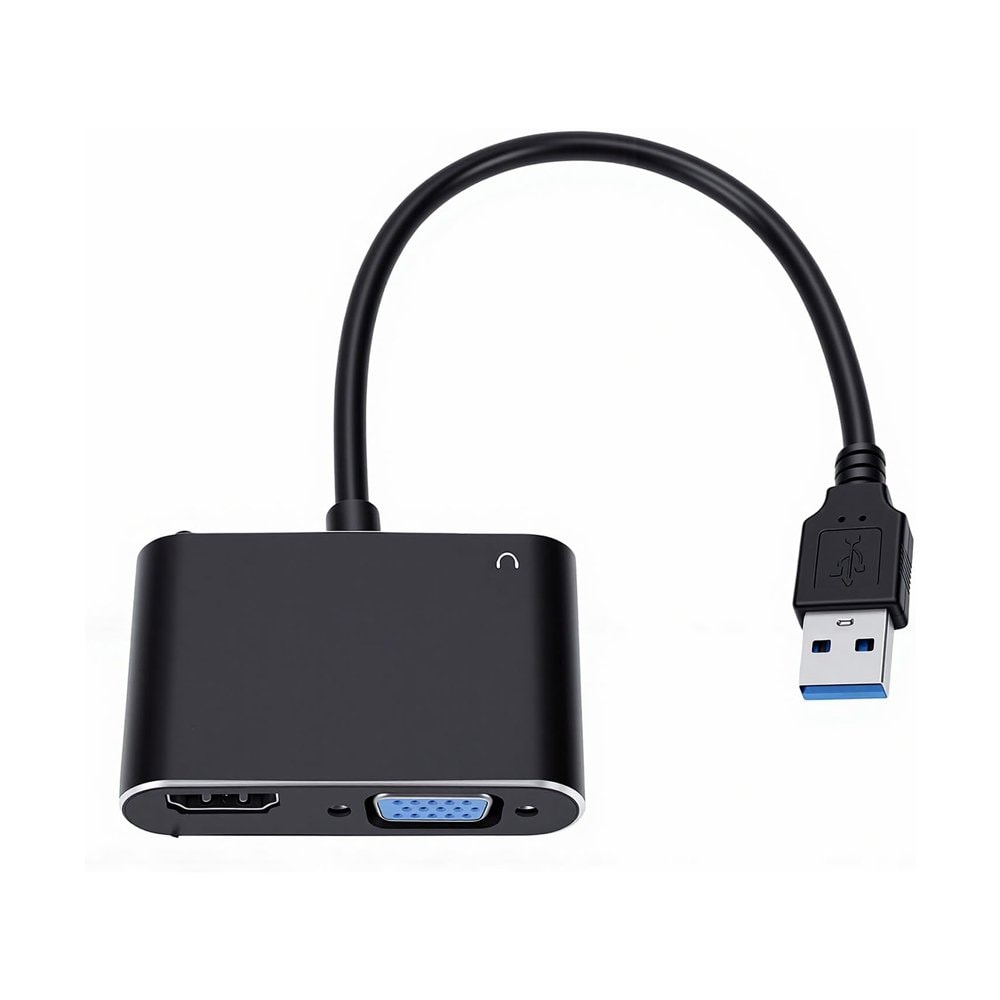 Adapter USB 3.0 JWD na HDMI, VGA, AUDIO, 3 u 1 crni