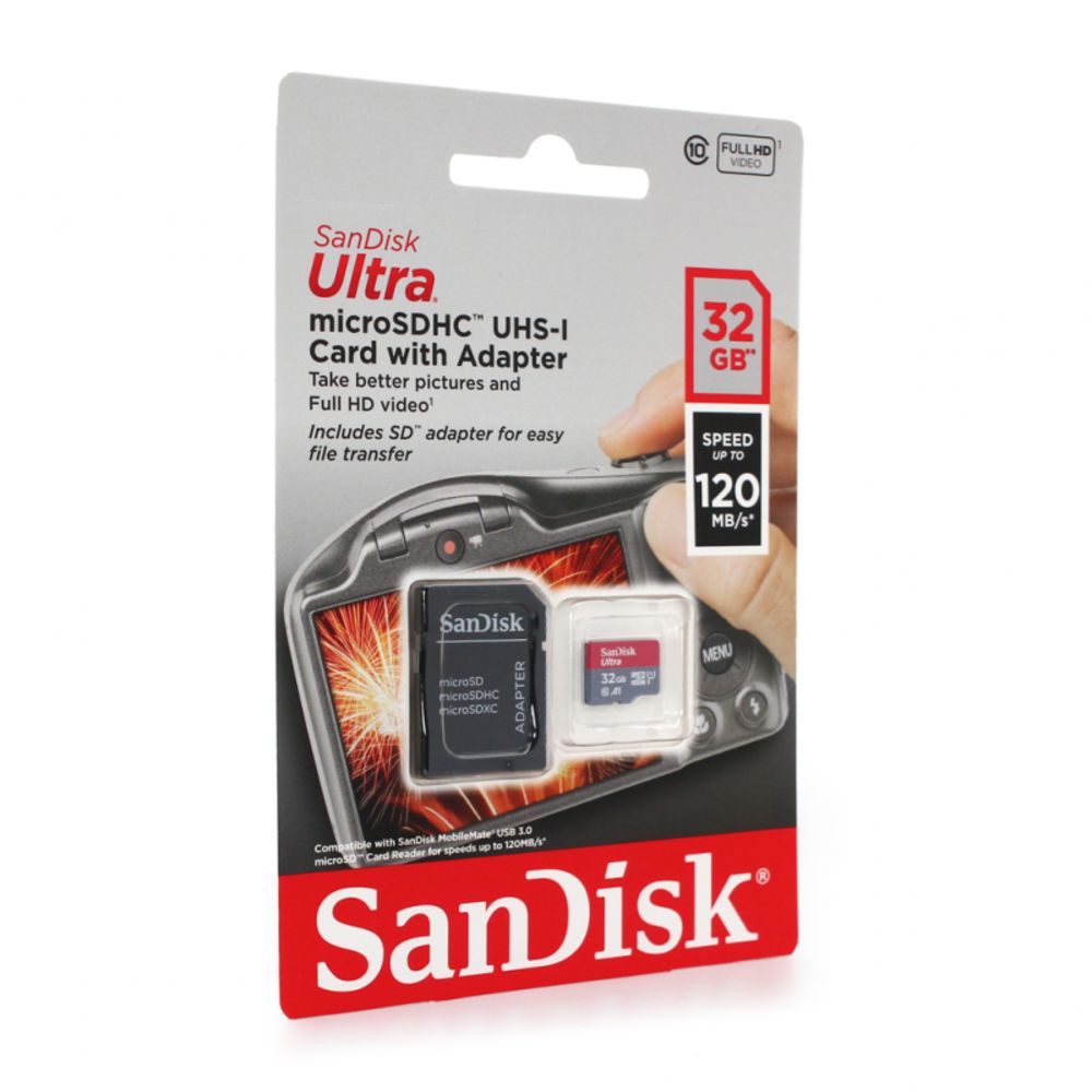 Mem. Kartica SanDisk SDHC 32GB Ultra Mic.120MB/s A1Class10 UHS-I +Adap.